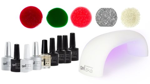 Gellaka 10-Piece Pro Matte Or Shine Gel Nail Kit - Christmas Sparkle