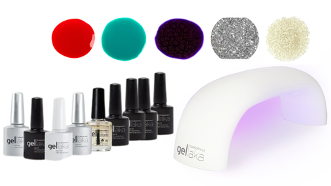 Gellaka 10-Piece Pro Matte Or Shine Gel Nail Kit - Mistletoe Magic