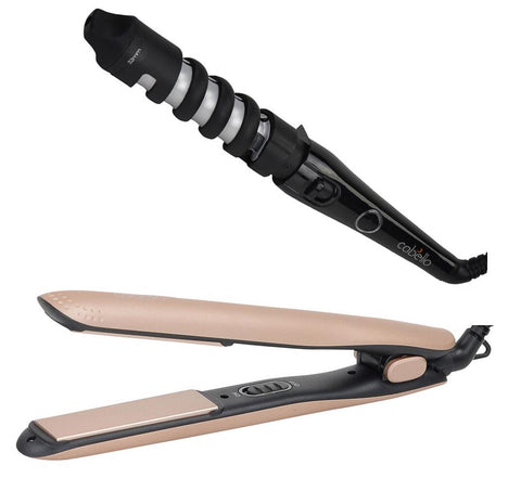 Cabello Silk Smooth Styler (Gold) & Voluminous Curler - Combo