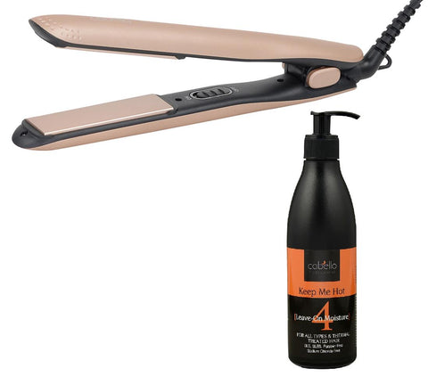 Cabello Silk Smooth Styler (Gold) + Leave On Moisture 'Keep Me Hot' - Combo