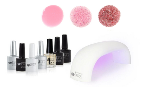 Gellaka PRO Matte or Shine Gel Nail Kit - Diamonds - 3 colors