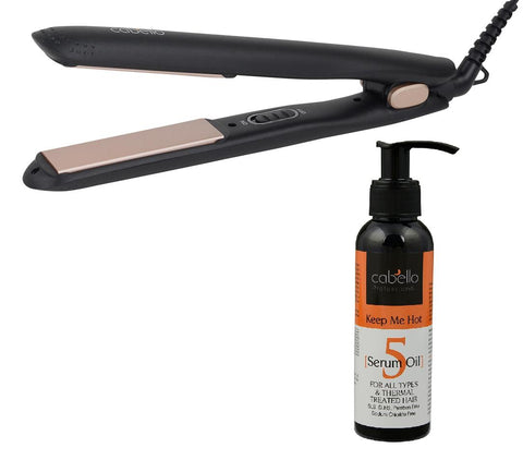 Cabello Silk Smooth Styler (Black) + Serum Oil 'Keep Me Hot' - Combo