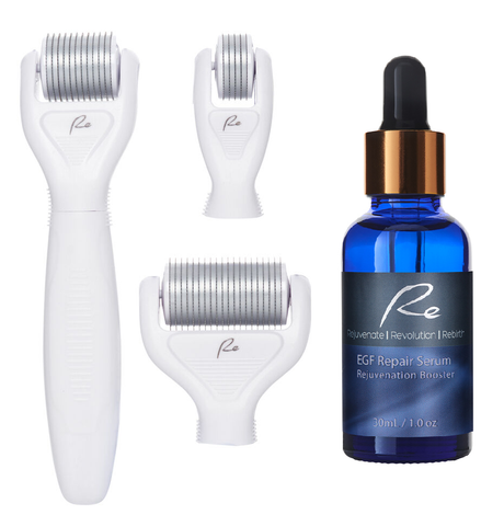 Micro-Needle Face & Body DERMA ROLLER 3 PIECE SET & EGF Repair Serum 30ml