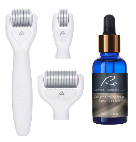 Micro-Needle Face & Body DERMA ROLLER 3 PIECE SET & Collagen Firming Serum 30ml