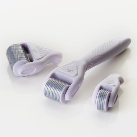 Microneedle Face & Body DERMA ROLLER 3 PIECE SET & Hyaluronic Acid Serum 30ml