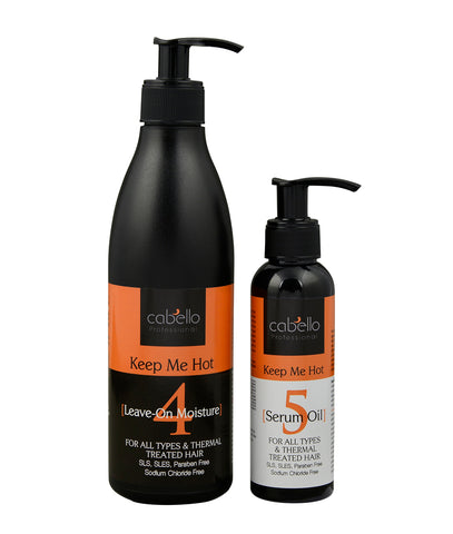 2 x Cabello Leave-On Moisture + Serum Oil Keep Me Hot / 400mL + 120mL
