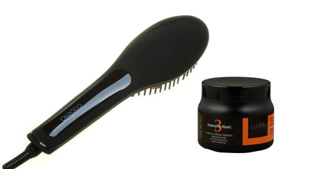 Cabello Glow Straightening Brush with Intensive Mask 'Keep Me Hot' - Black