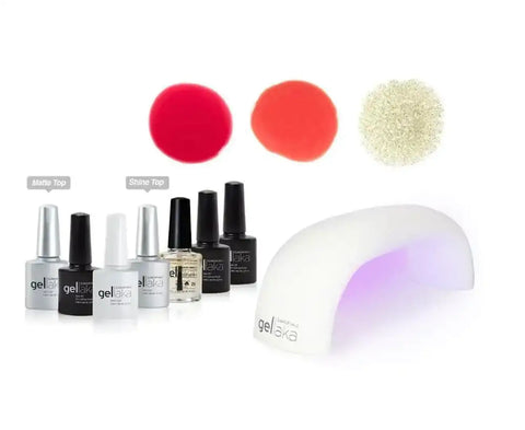 Gellaka Pro Matte Or Shine Gel Nail Kit - Gold Chick - 3 Color