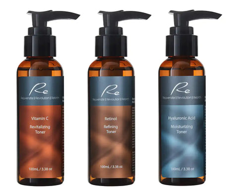Re Vitamin C, Retinol, Hyaluronic Acid Face Toners - 3x100mL