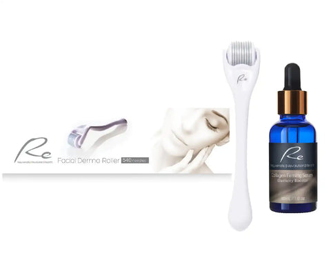 Re Facial Derma Roller 540 needles + Collagen Serum 30mL