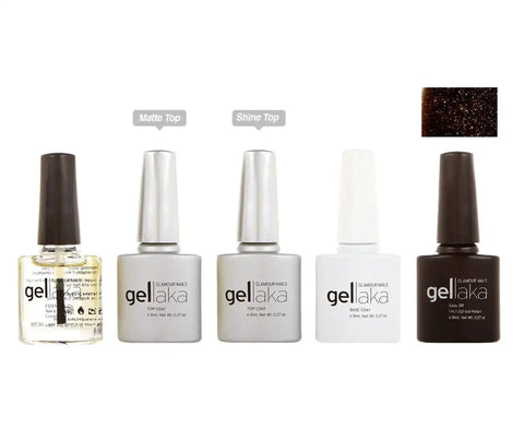 Gellaka 5-Piece Essential Gel Manicure Set with 1 Color - Hot Fudge