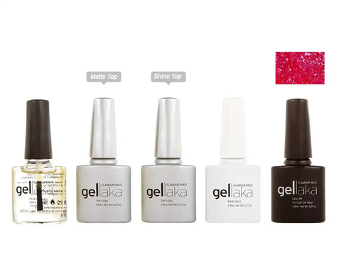 Gellaka 5-Piece Essential Gel Manicure Set with 1 Color - Sexy Lady