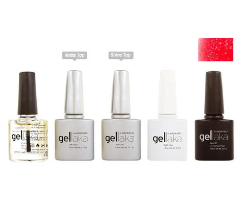 Gellaka 5-Piece Essential Gel Manicure Set with 1 Color - Sparkle Pony