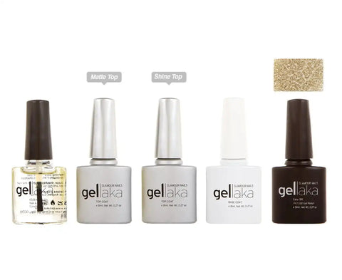 Gellaka 5-Piece Essential Gel Manicure Set with 1 Color - Gold Chick