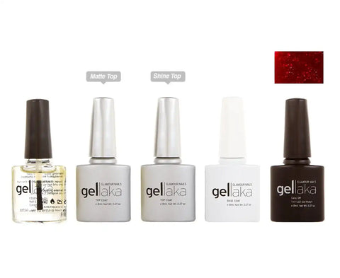 Gellaka 5-Piece Essential Gel Manicure Set with 1 Color - Whipped Cherry