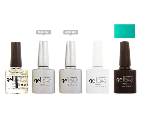Gellaka 5-Piece Essential Gel Manicure Set with 1 Color - Go Green