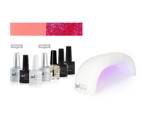 Gellaka 7-Piece Pro Matte Or Shine Gel Nail Kit - Fairy Pink