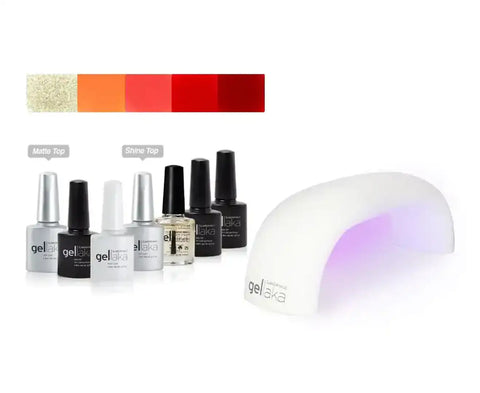 Gellaka 10-Piece Pro Matte Or Shine Gel Nail Kit - Corals