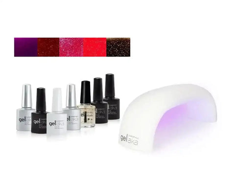 Gellaka Pro Matte Or Shine Gel Nail Kit - Purple Spell - 5 Color