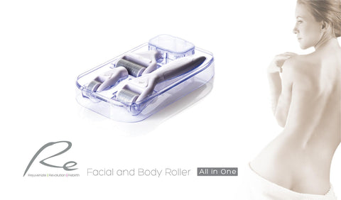 Re Face & Body Derma Roller "All in One" with Vitamin C + Hyaluronic + 24K Gold Serum