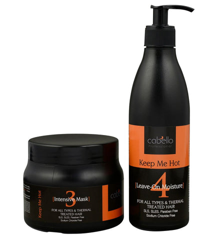 2 x Cabello Leave-On Moisture + Intensive Mask Keep Me Hot / 400mL + 500mL