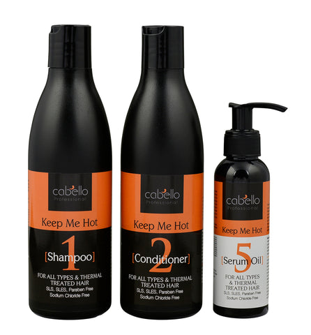 3 x Cabello Shampoo + Conditioner + Serum Oil Keep Me Hot / 2 x 400mL + 120mL