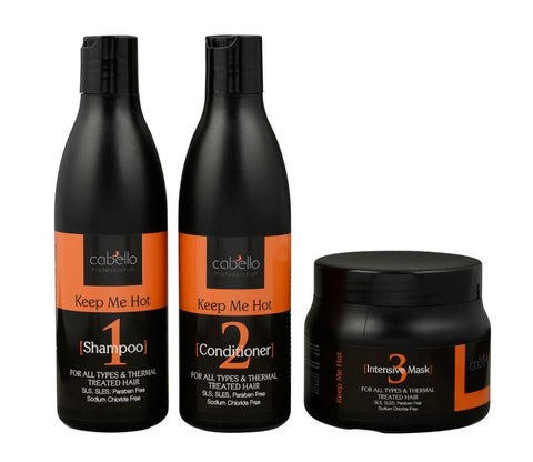 3 x Cabello Shampoo + Conditioner + Mask Keep Me Hot / 2 x 400mL + 500mL