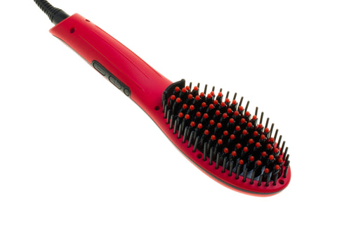Cabello Deluxe Hot Brush Hair Straightener - Matt Red