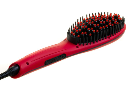 Cabello Deluxe Hot Brush Hair Straightener - Matt Red
