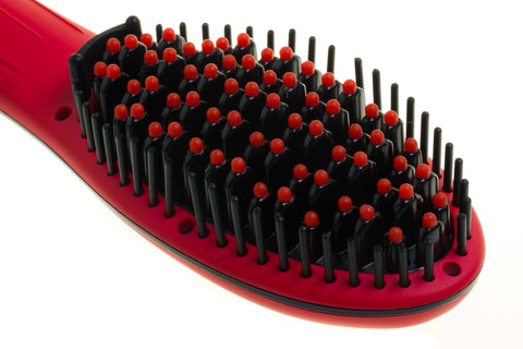 Cabello Deluxe Hot Brush Hair Straightener - Matt Red